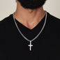 Fist Bump Stepped Up Dad - Son l Cuban Chain with Artisan Cross Necklace