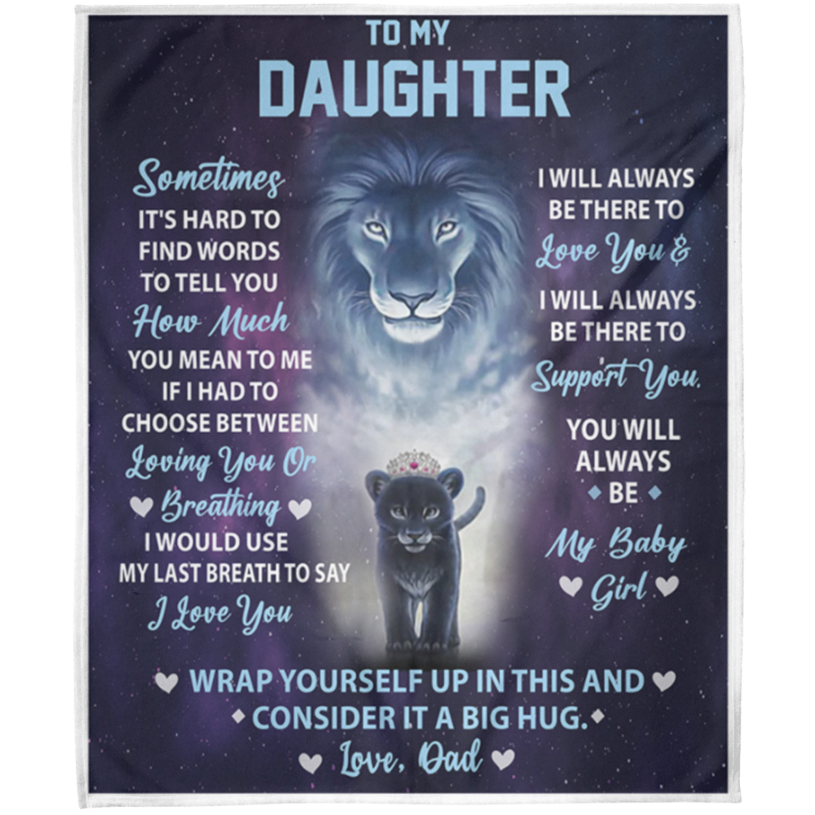 DaughterDad - LionBlue (4) Fleece Blanket 50x60