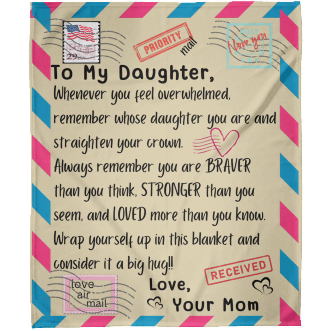 To My DaughterMom - Loved - Fleece Blanket 50x60