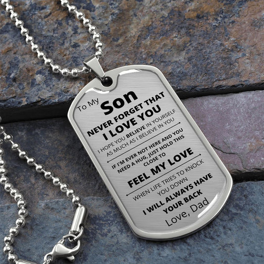 To My Son l Dog Tag - Dad