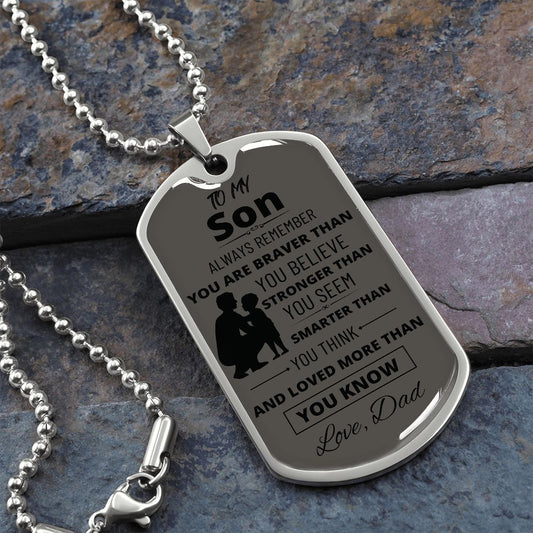 To My Son - Dad l Dog Tag l Grey