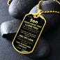 To My Son l Dog Tag - Dad (Gold)