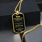 To My Son l Dog Tag - Dad (Gold)