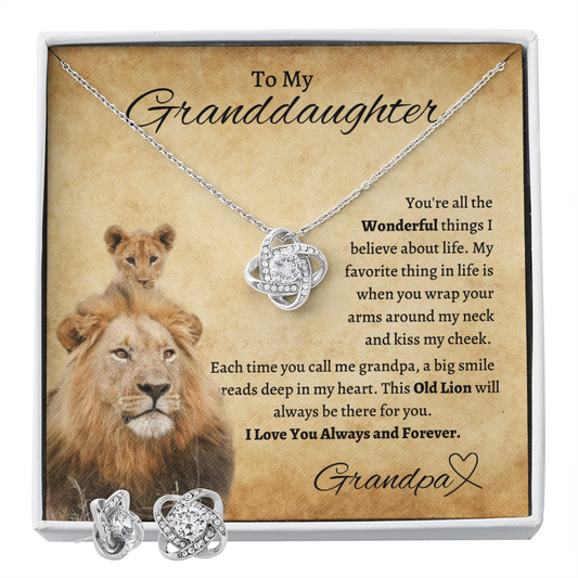 Granddaughter from Grandpa l Love Knot Earring & Necklace Set