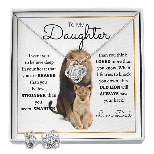 To My Daughter l Love knot Earring & Necklace Set