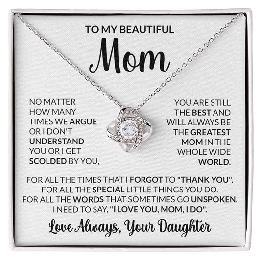 To My Mom - The Greatest l Love Knot Necklace