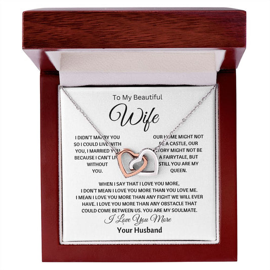 Wife - Love You More l Interlocking Hearts Necklace