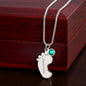 Mother's Day I Son I Custom/Engrave Baby Feet Necklace with Birthstone