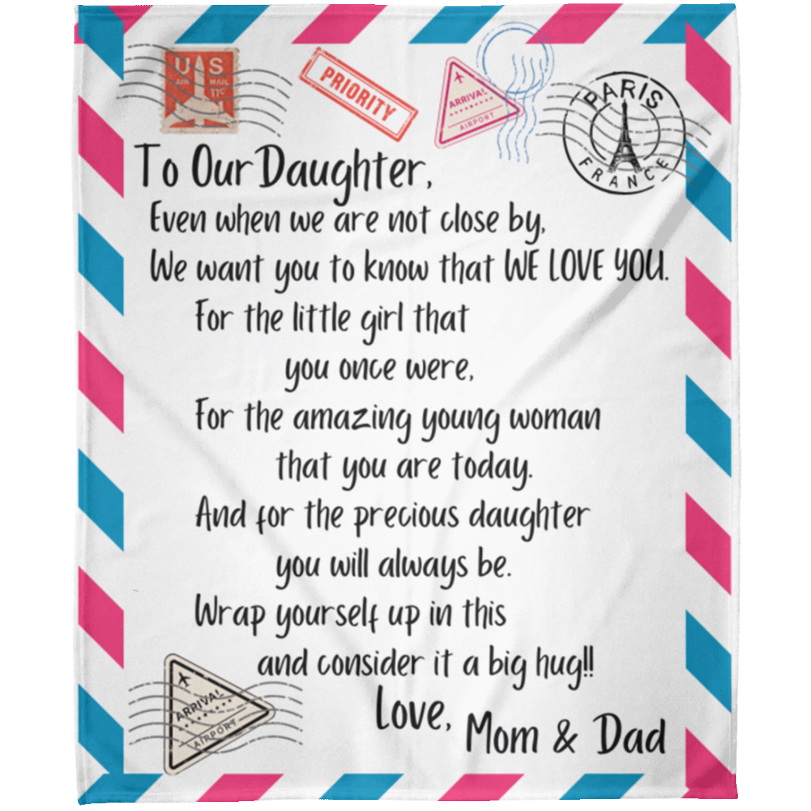 To Our Daughter from Mom & Dad  (2) Fleece Blanket 50x60