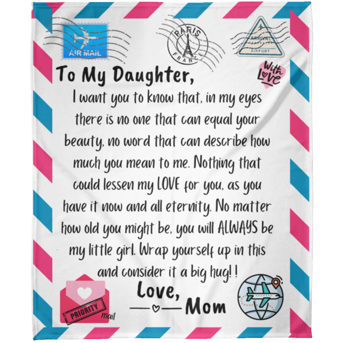 To My Daughter from Mom - Beauty (1) Fleece Blanket 50x60
