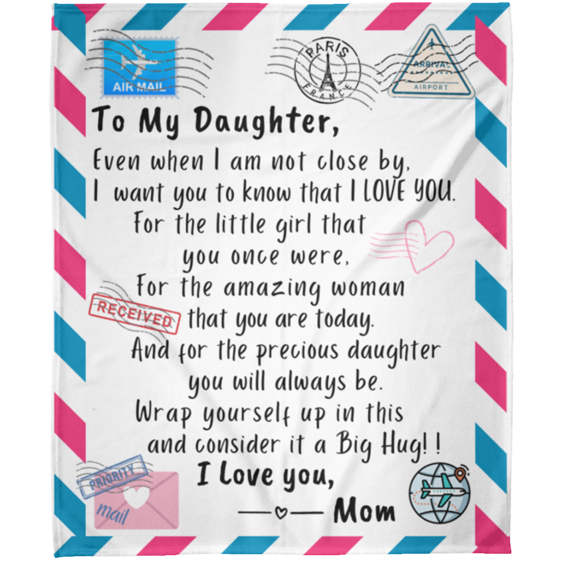 To My Daughter from Mom - Close (1) Fleece Blanket 50x60