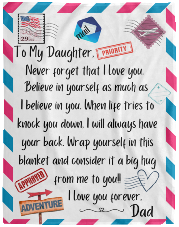 Daughter from Dad/Believe - Cozy Fleece Blanket (60x80)