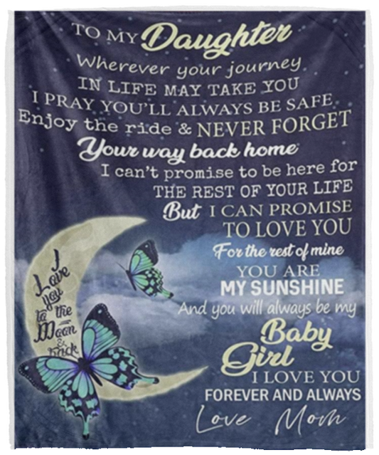 _Daughter Mom Blue Blanket Cozy Plush  Blanket - 50x60