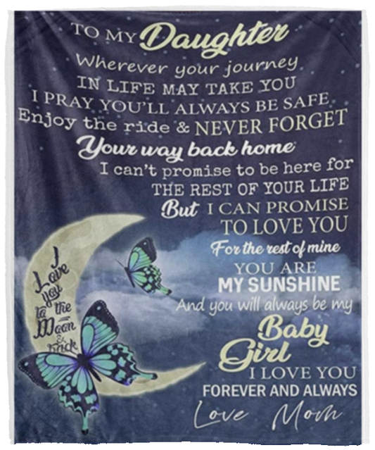 _Daughter Mom Blue Blanket Cozy Plush Blanket - 50x60