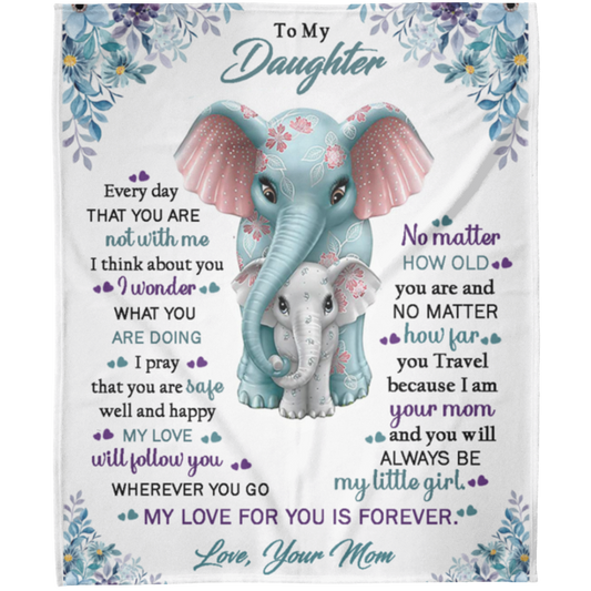 Daughter Mom l Elephant - Fleece Blanket 50x60