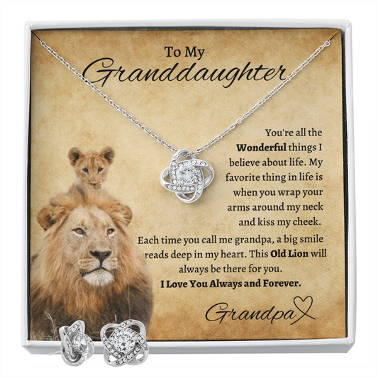 Granddaughter from Grandpa l  Love Knot Earring & Necklace Set
