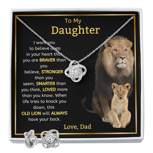 Daughter from Dad l Love Knot Earring & Necklace Set
