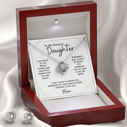 Daughter from Mom l Love Knot Earring & Necklace Set