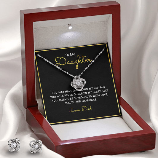 Daughter from Dad l Love Knot Earring & Necklace Set