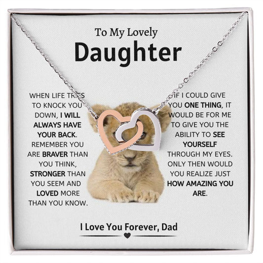 To My Lovely Daughter l Interlocking Hearts Necklace