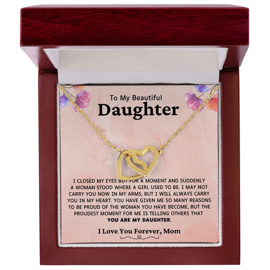 Daughter from Mom l Interlocking Hearts Necklace