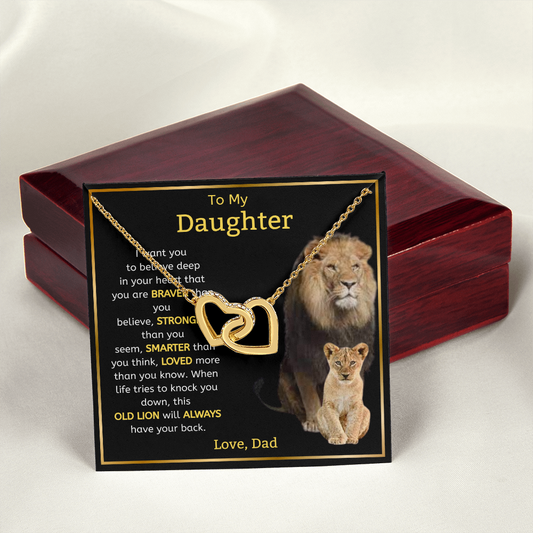 Daughter from Dad l Interlocking Hearts (Gold Finish)
